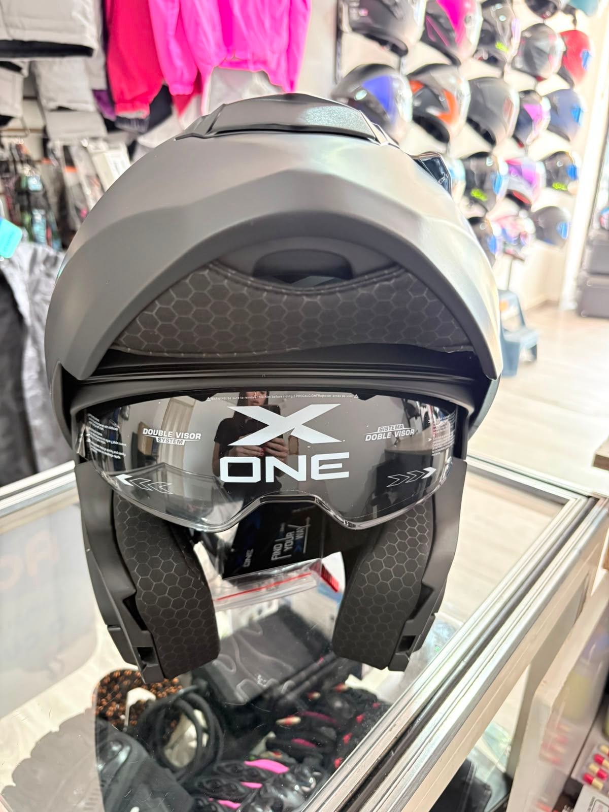 CASCO ABATIBLE X-ONE NEGRO MATE VS AZUL