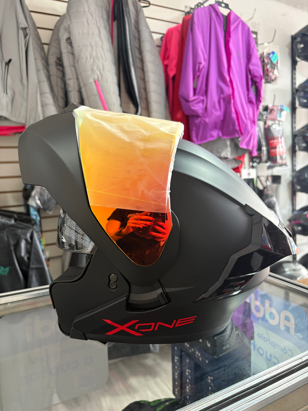 CASCO ABATIBLE X-ONE NEGRO MATE VS ROJO
