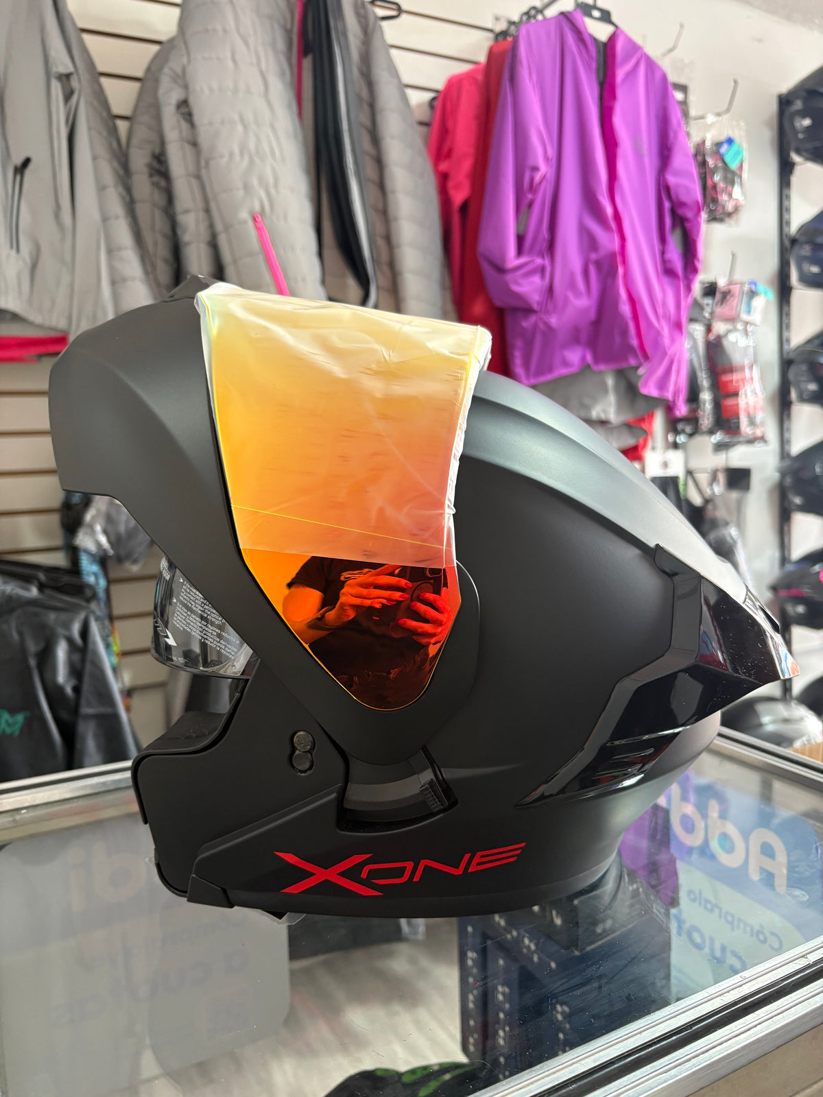CASCO ABATIBLE X-ONE NEGRO MATE VS ROJO