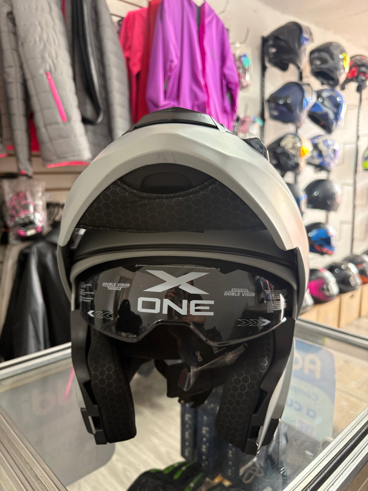 CASCO ABATIBLE X-ONE GRIS VS AZUL