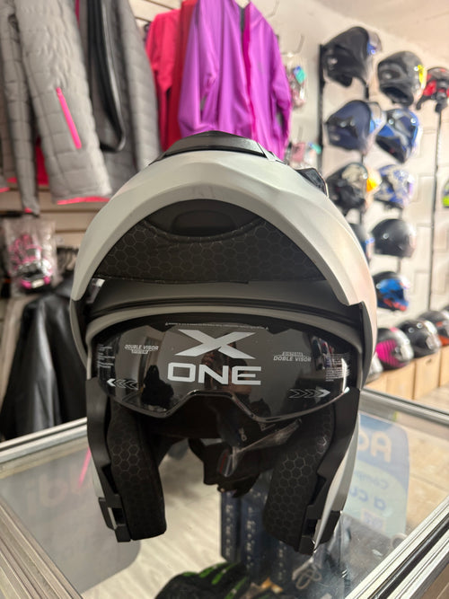 CASCO ABATIBLE X-ONE GRIS VS AZUL