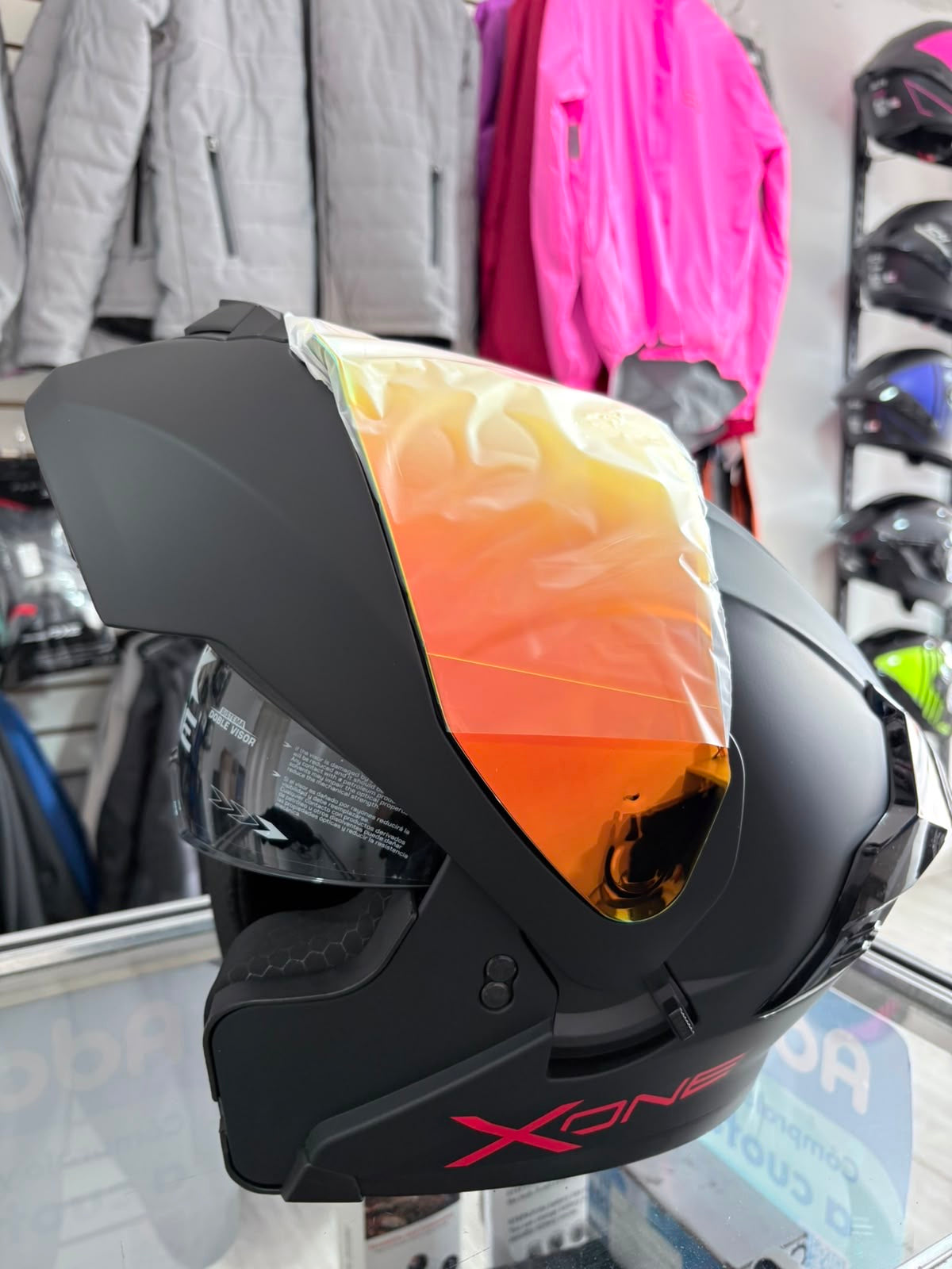 CASCO ABATIBLE X-ONE NEGRO MATE VS ROJO