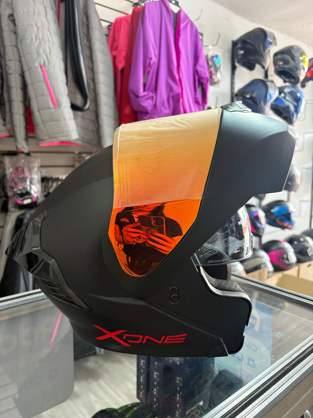 CASCO ABATIBLE X-ONE NEGRO MATE VS ROJO