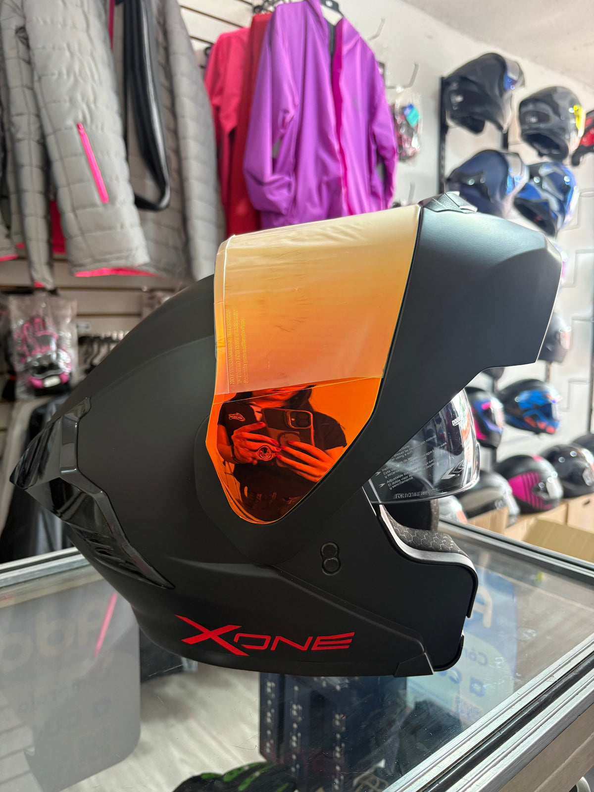 CASCO ABATIBLE X-ONE NEGRO MATE VS ROJO