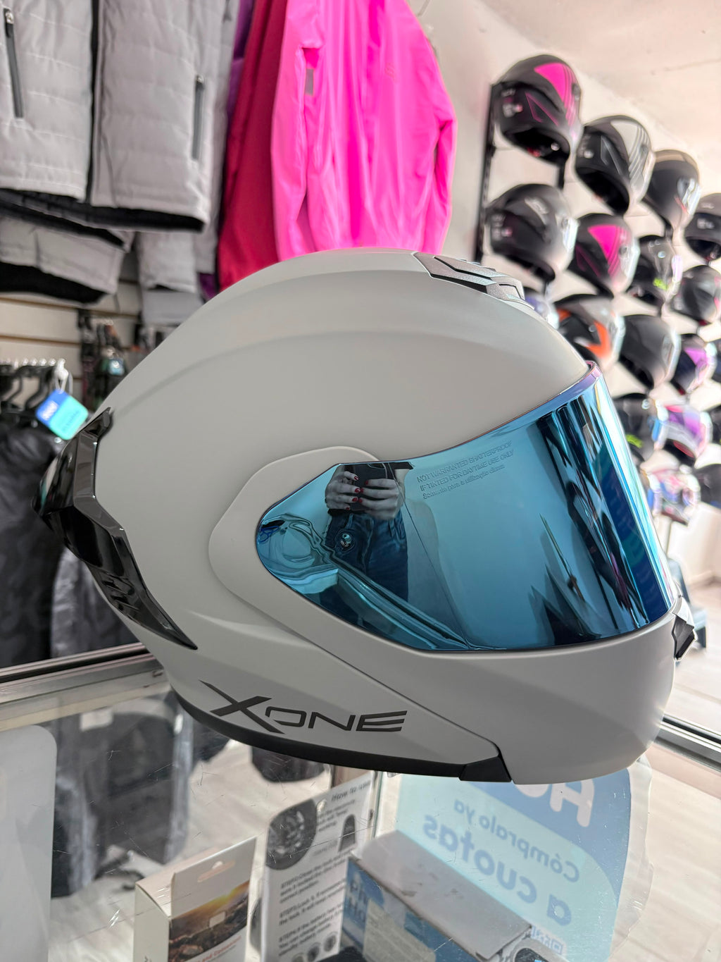 CASCO ABATIBLE X-ONE GRIS VS AZUL