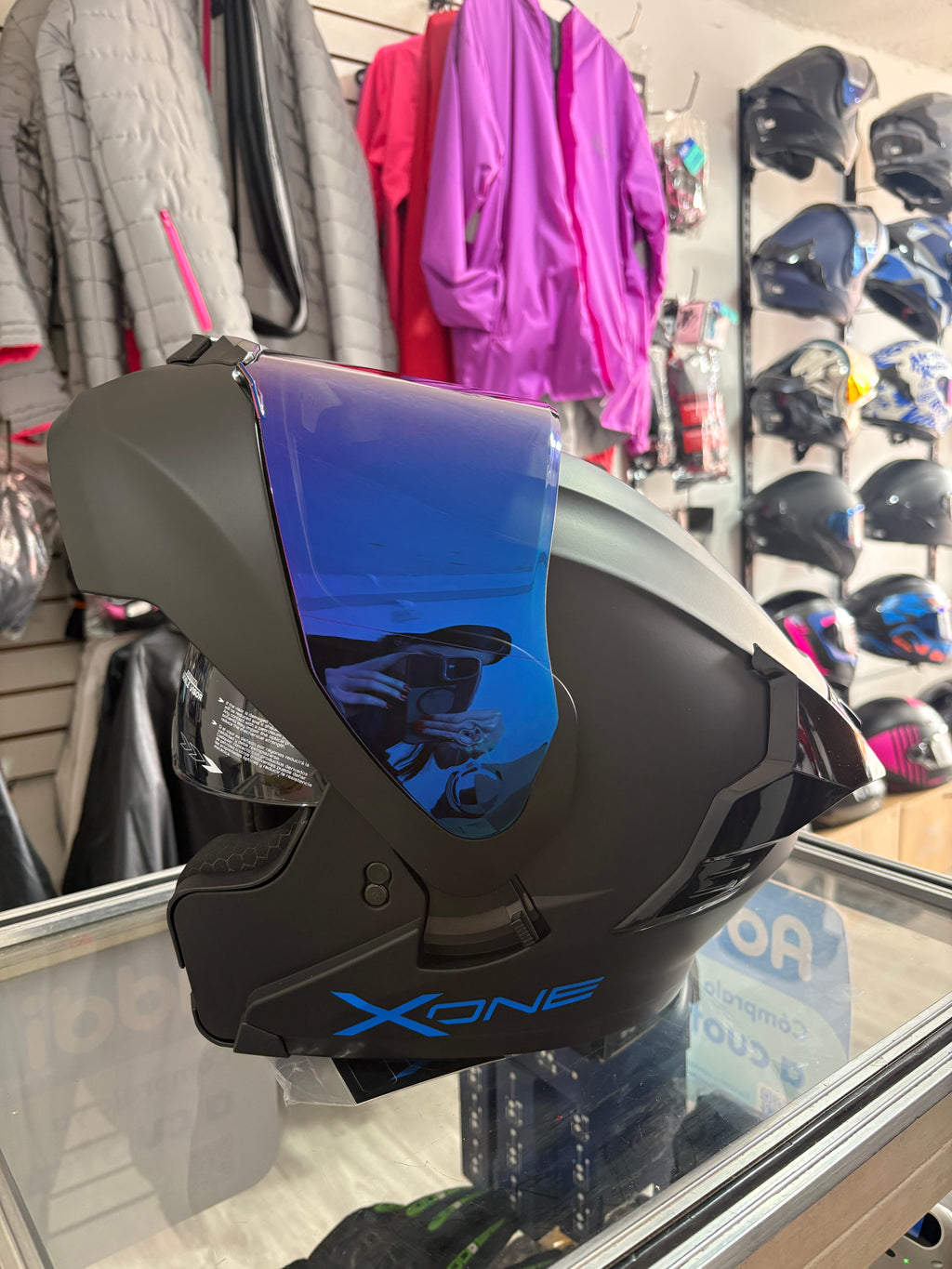 CASCO ABATIBLE X-ONE NEGRO MATE VS AZUL