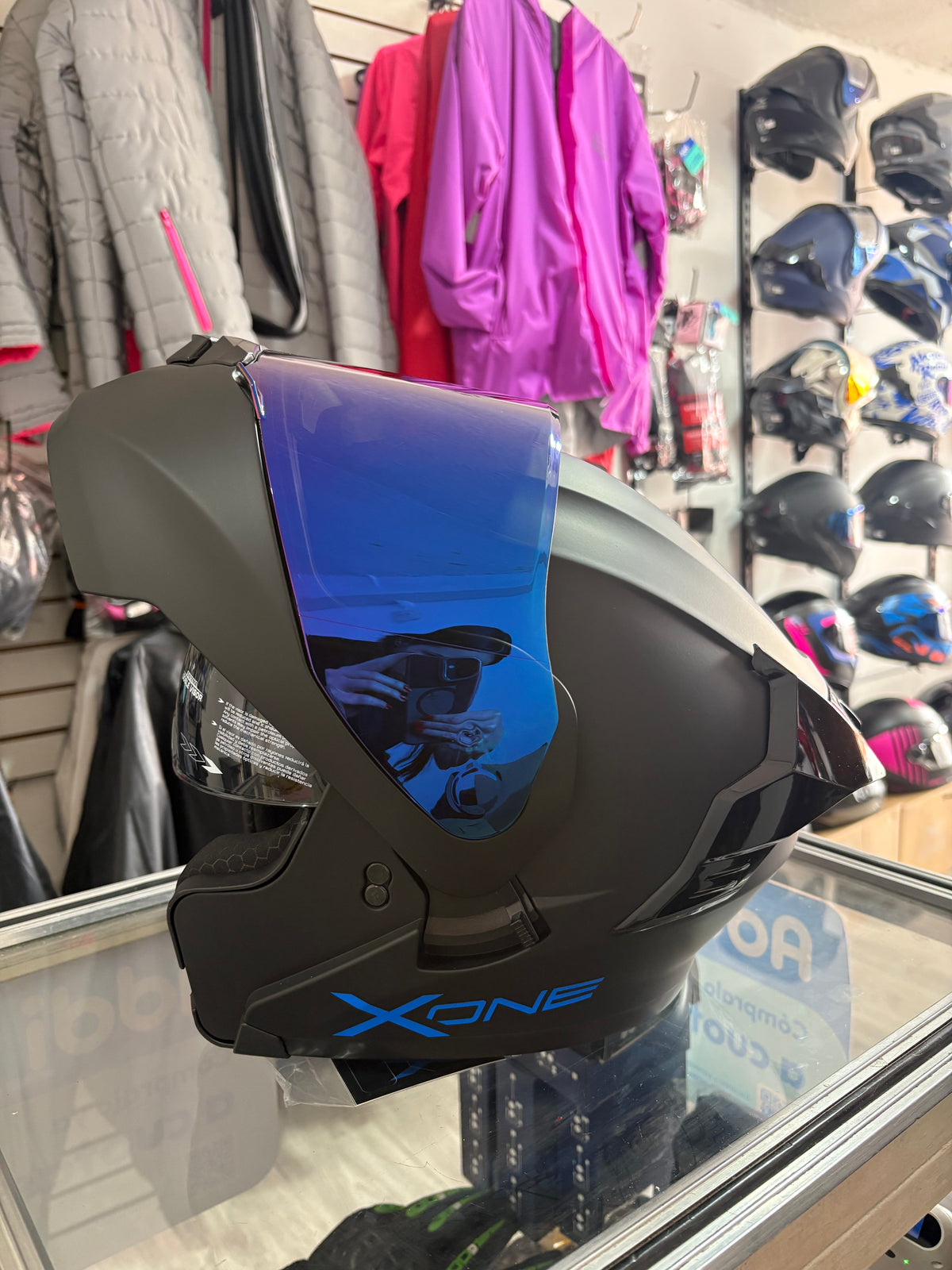 CASCO ABATIBLE X-ONE NEGRO MATE VS AZUL