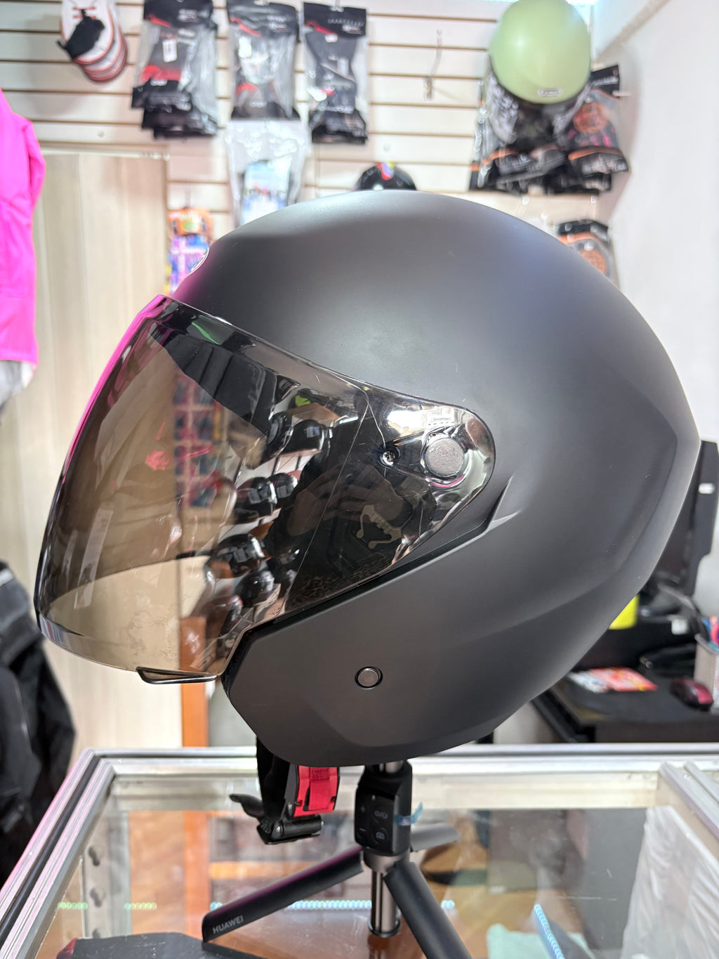 CASCO TECH ABIERTO NEGRO MATE