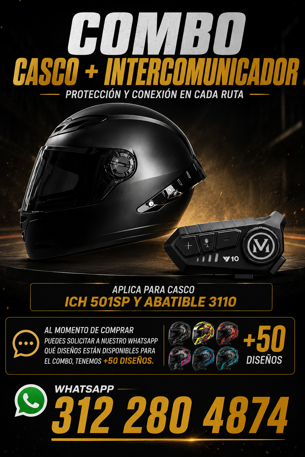 🔥COMBO CASCO E INTERCOMUNICADOR CERTIFICADOS 🔥