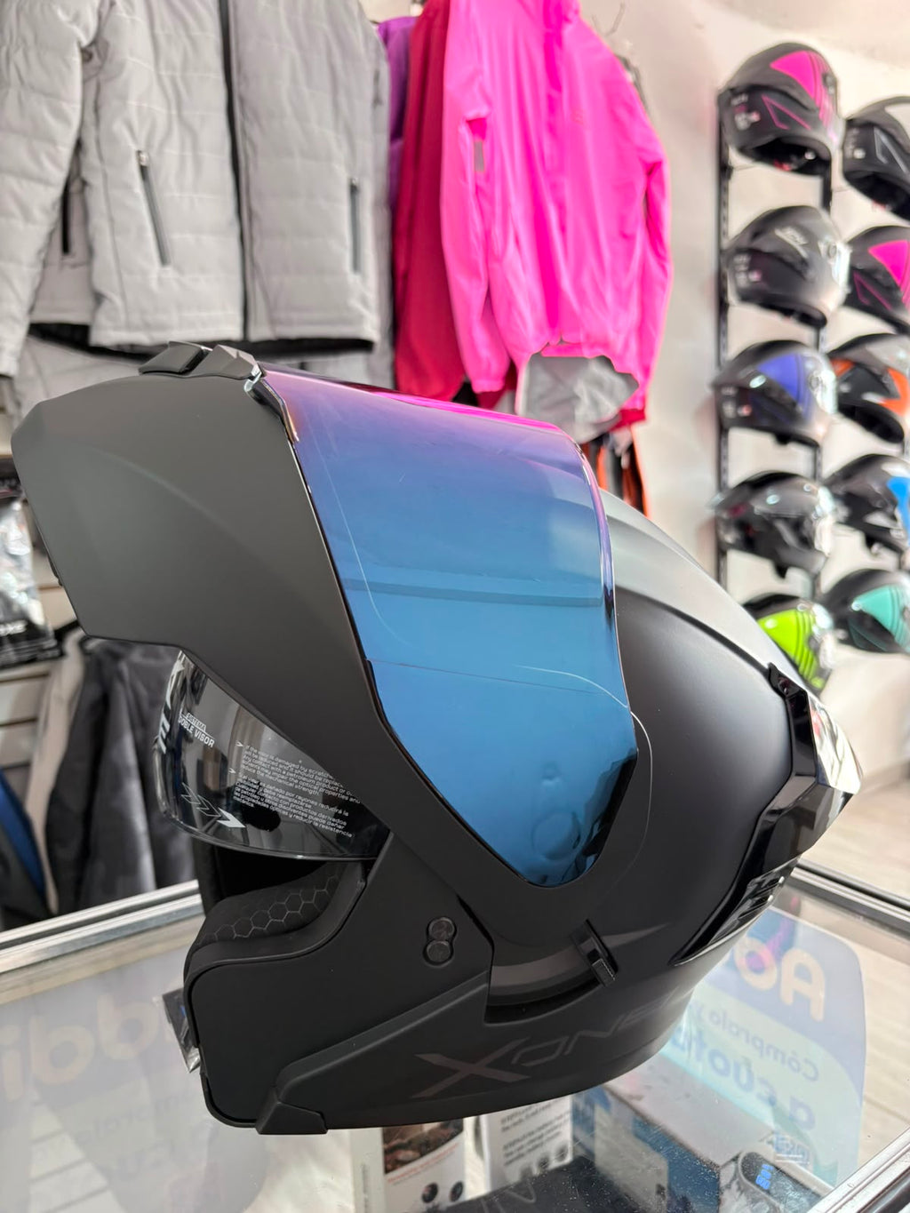 CASCO ABATIBLE X-ONE NEGRO MATE VS AZUL