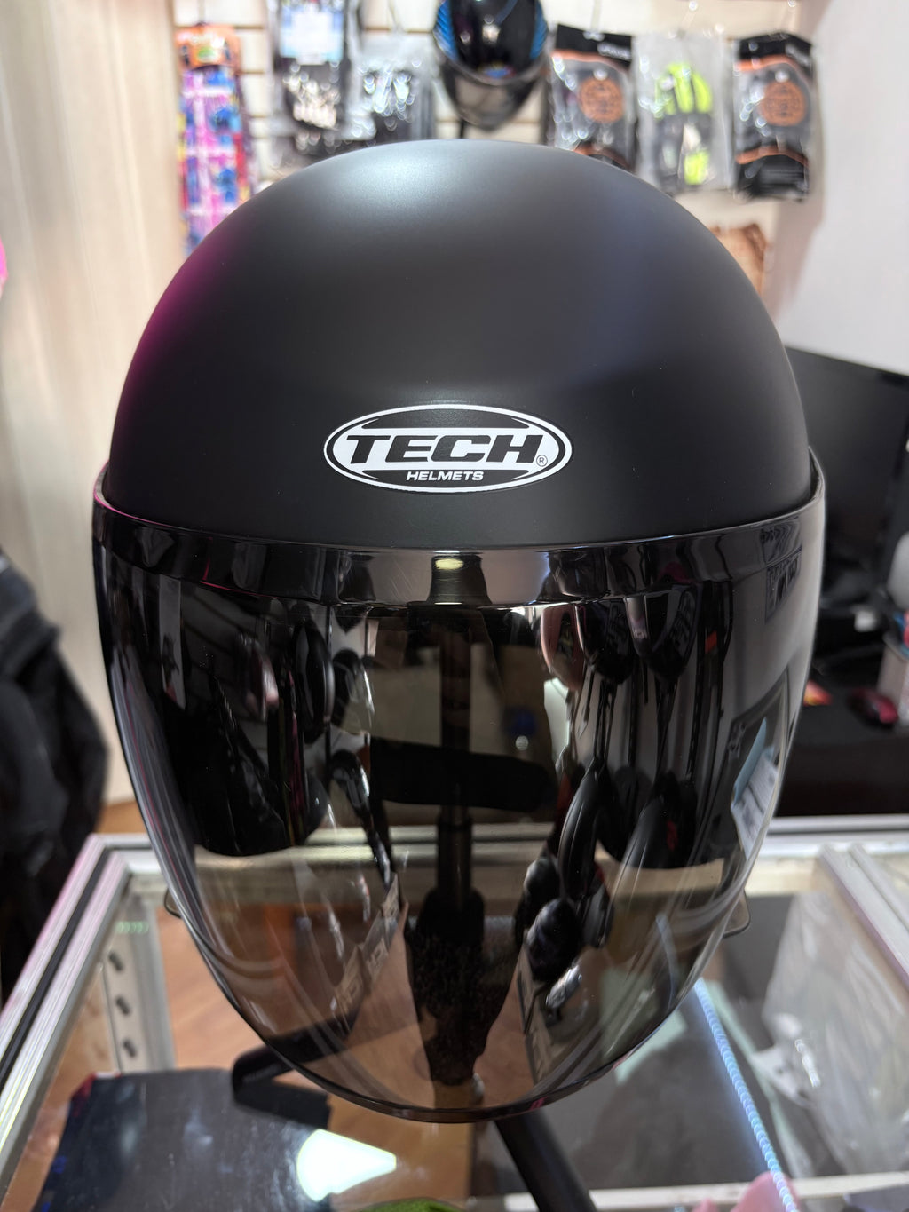 CASCO TECH ABIERTO NEGRO MATE