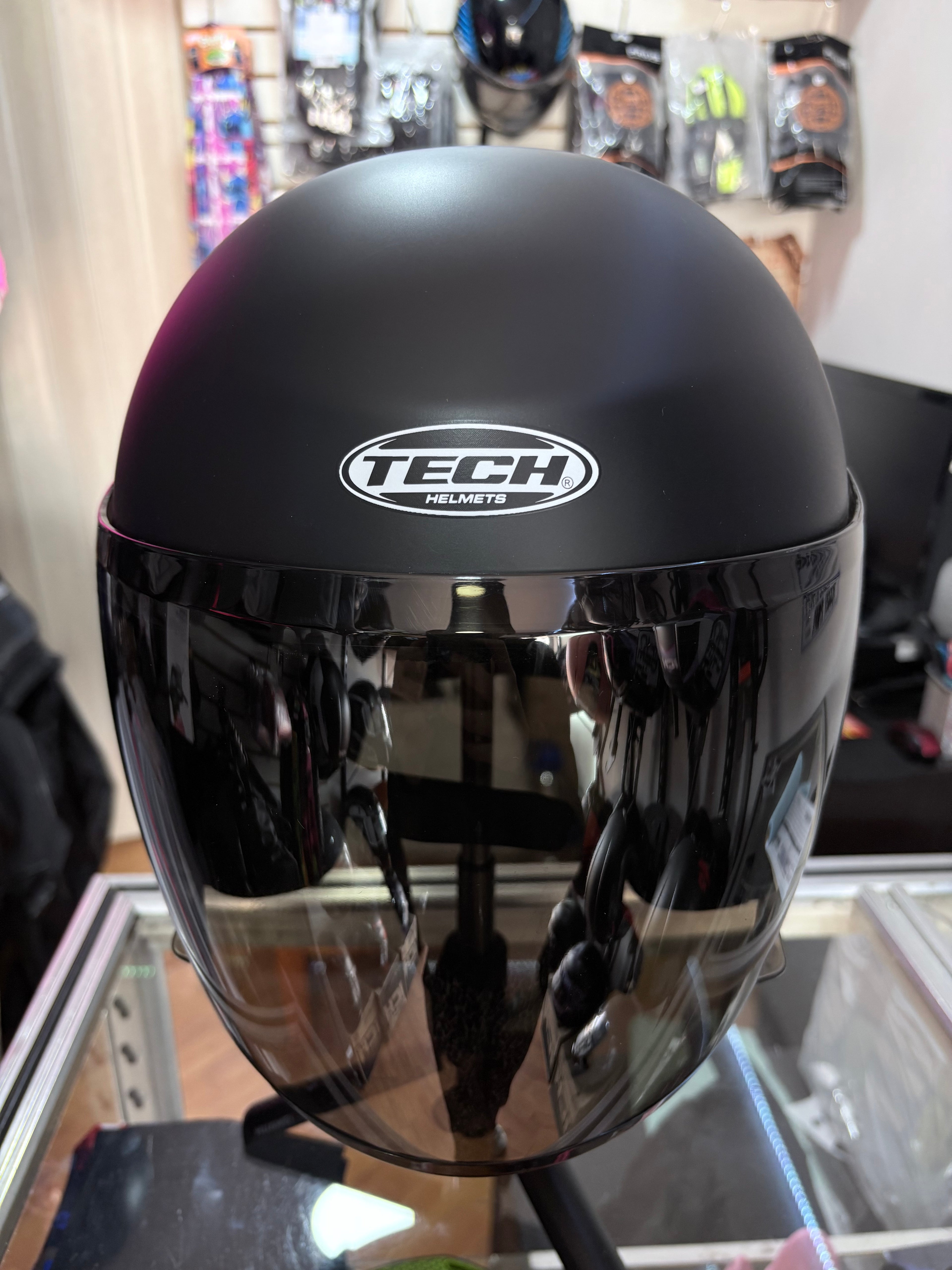 CASCO TECH ABIERTO NEGRO MATE