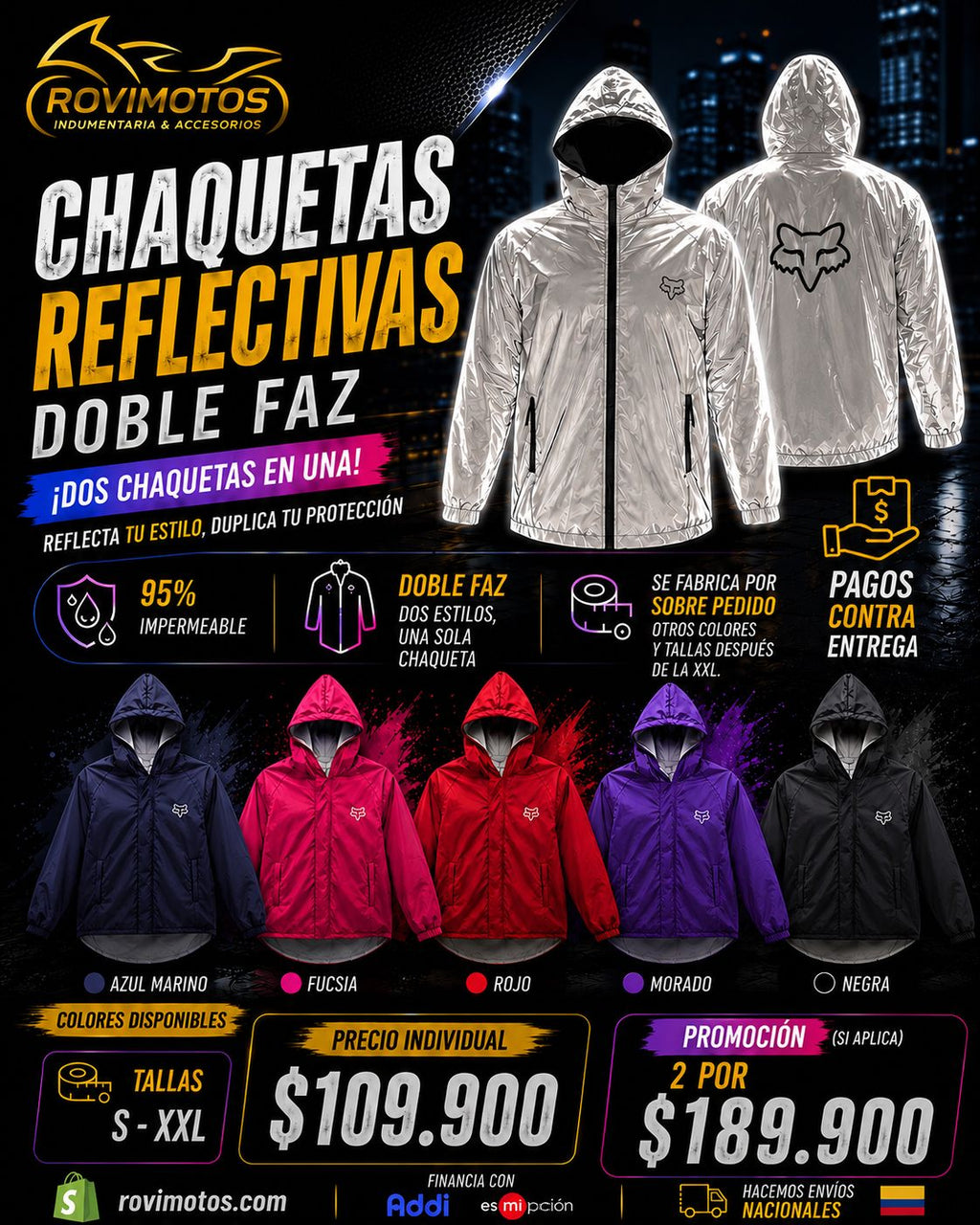 Chaqueta Reflectivas Doble Faz Roja