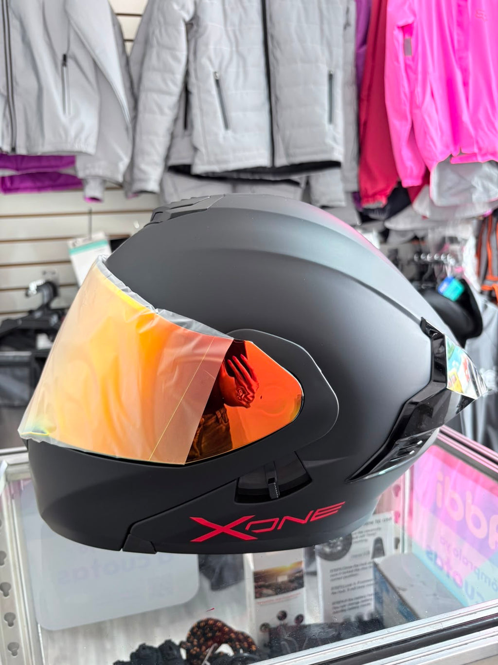 CASCO ABATIBLE X-ONE NEGRO MATE VS ROJO