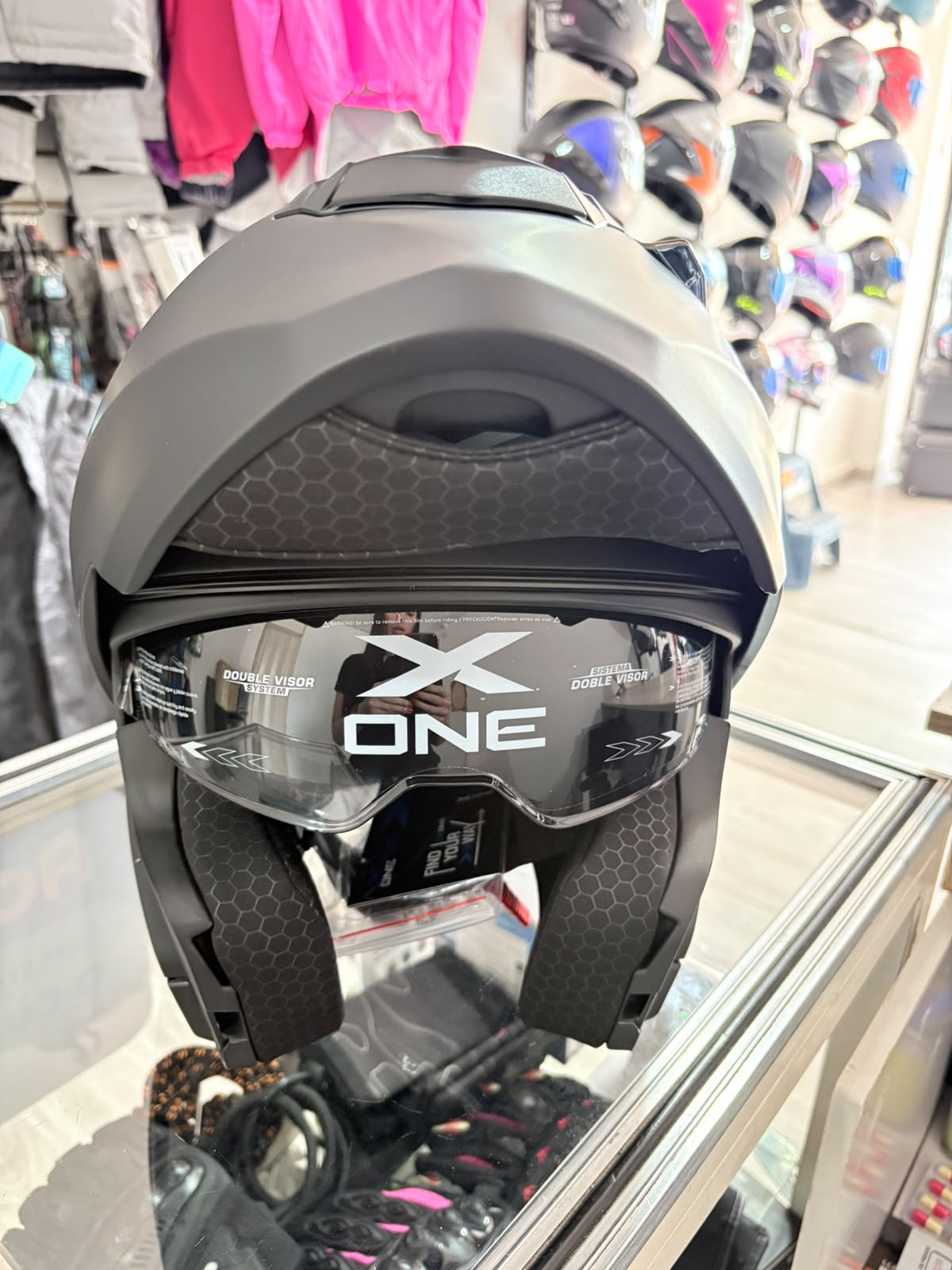 CASCO ABATIBLE X-ONE NEGRO MATE VS AZUL