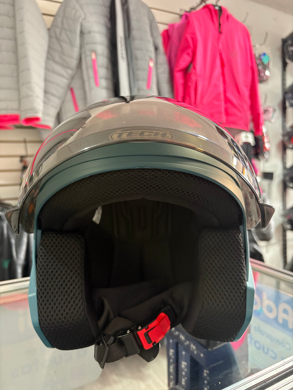 Casco abierto TECH azul aguamarina mate