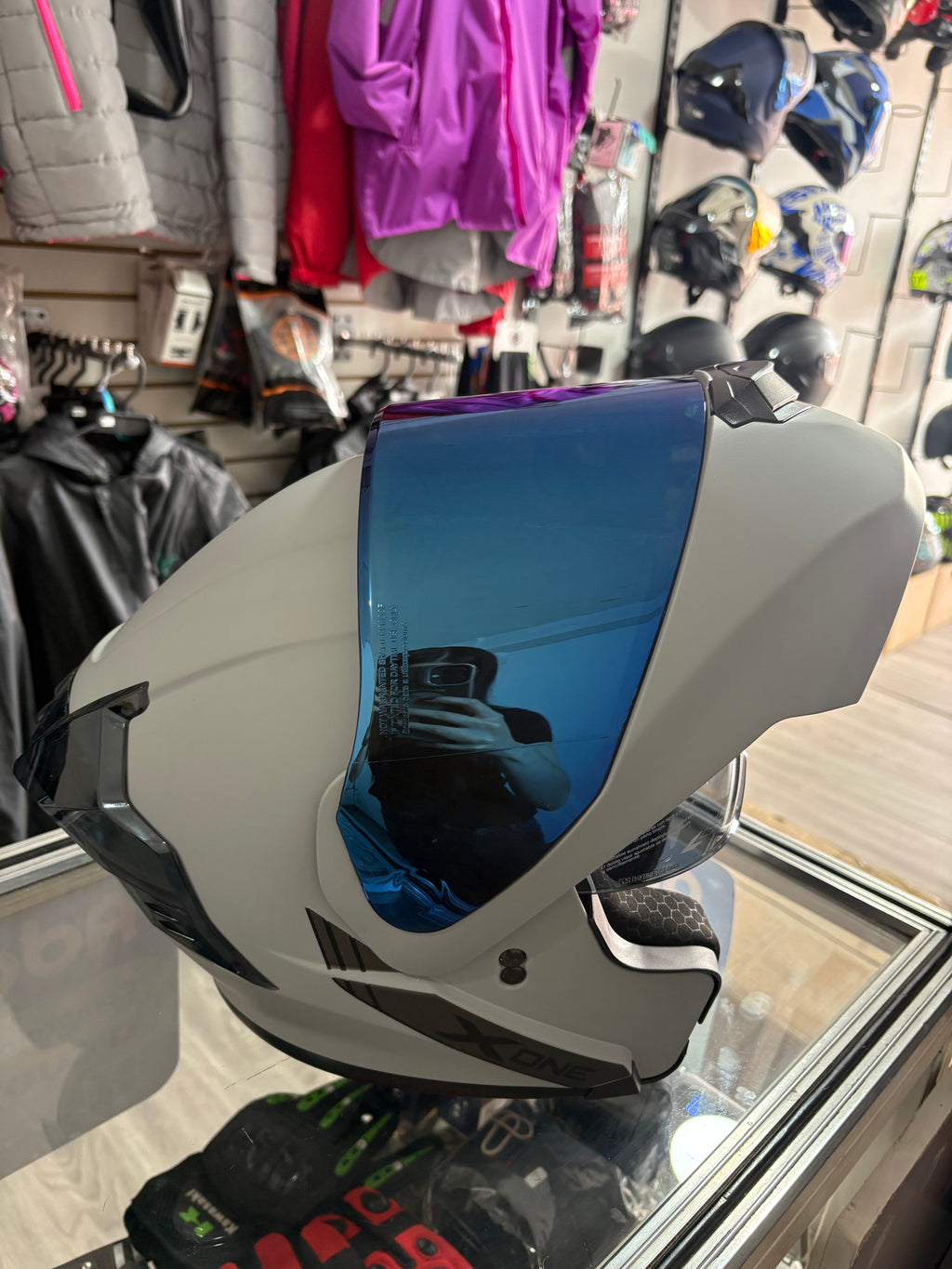 CASCO ABATIBLE X-ONE GRIS VS AZUL