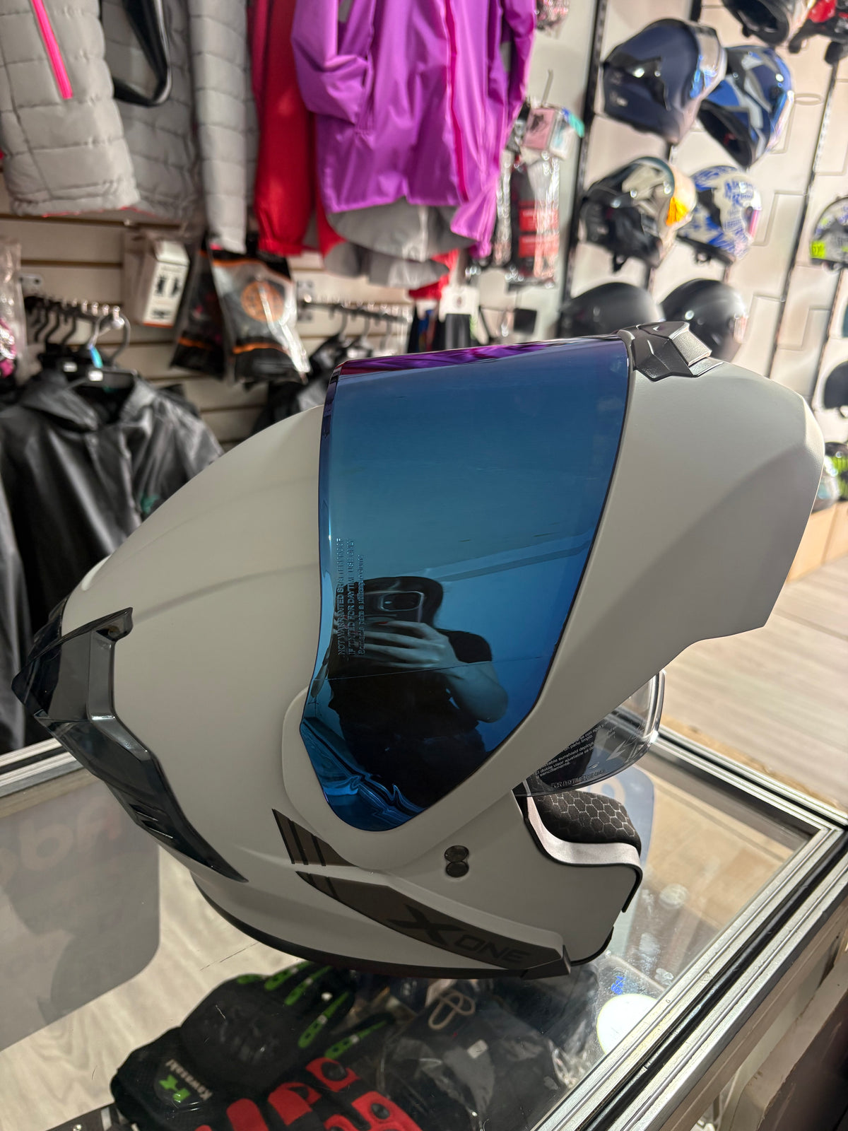 CASCO ABATIBLE X-ONE GRIS VS AZUL
