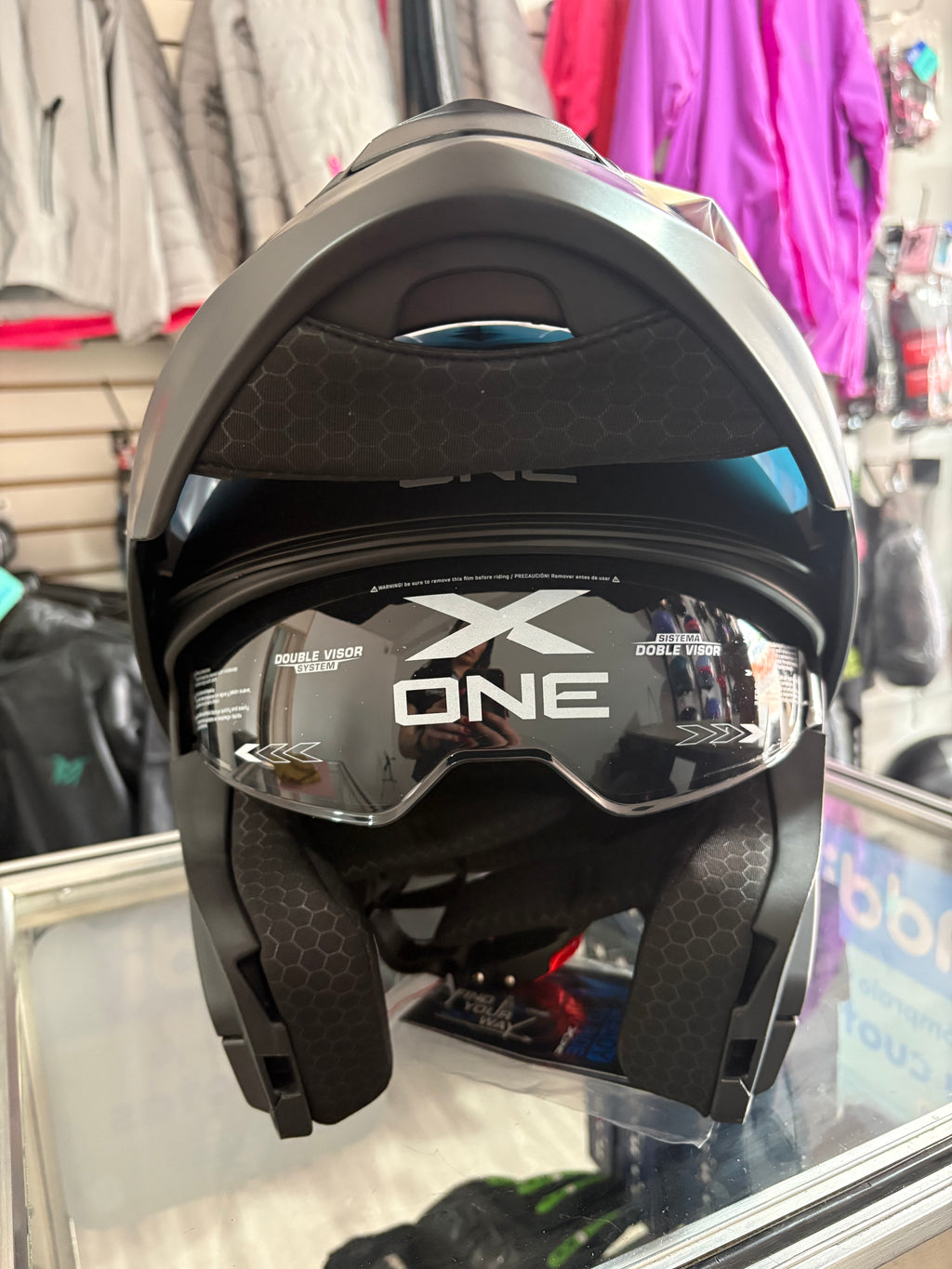 CASCO ABATIBLE X-ONE NEGRO MATE VS ROJO