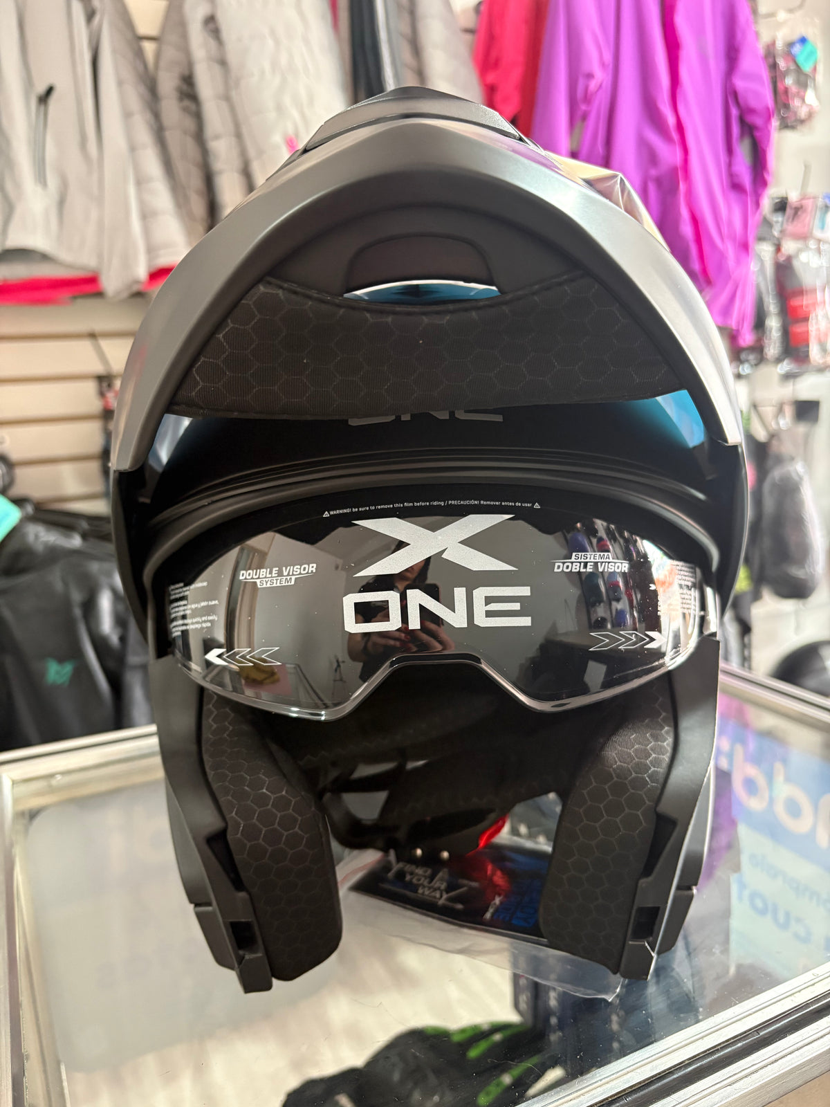 CASCO ABATIBLE X-ONE NEGRO MATE VS ROJO