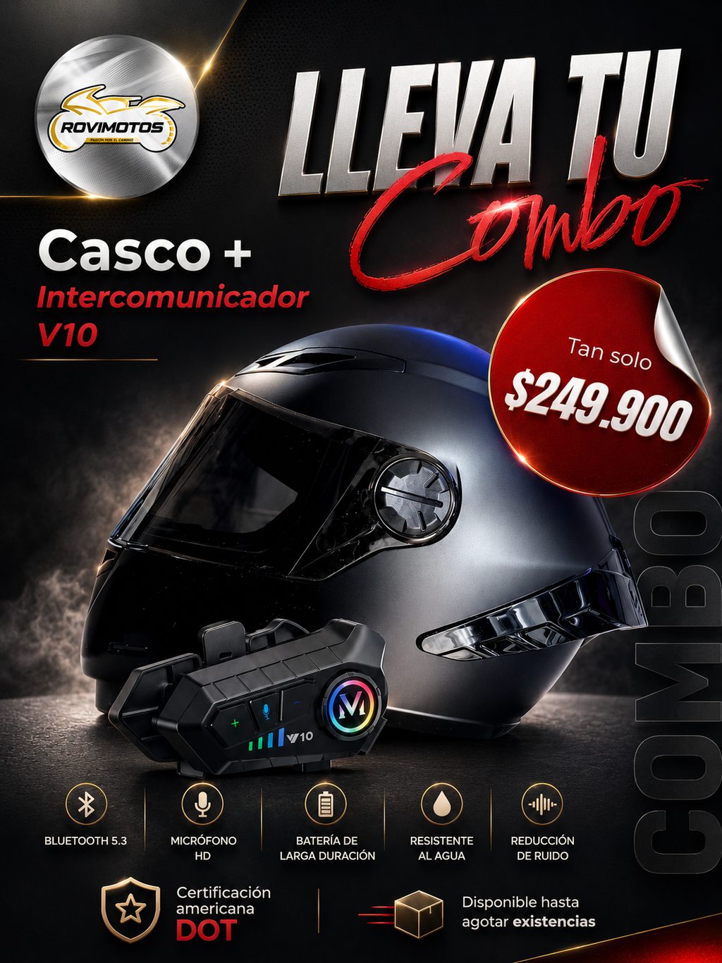 🔥COMBO CASCO E INTERCOMUNICADOR CERTIFICADOS 🔥